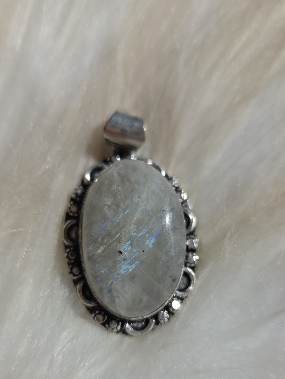Flaahy Moonstone Silver Plated 925 Gemstone Necklace Pendant